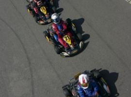 Racers one by one at the go kart track in Bucharest