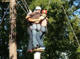 Cooperation can be handy! Stag do in high ropes park.